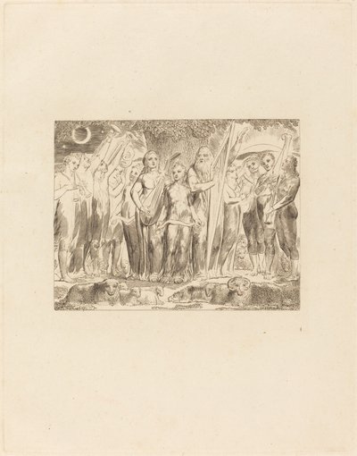 Jób és családja jólétét helyreállították, 1825. alkotó: William Blake