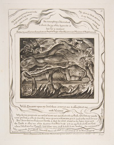 Jobs Evil Dreams, az Illusztrációk a Jób könyvéből, 1825-26. alkotó: William Blake