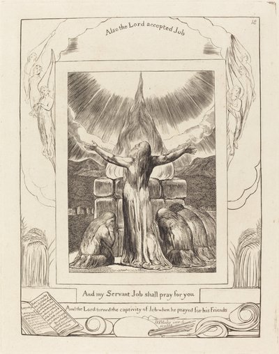 Jób áldozata, 1825. alkotó: William Blake