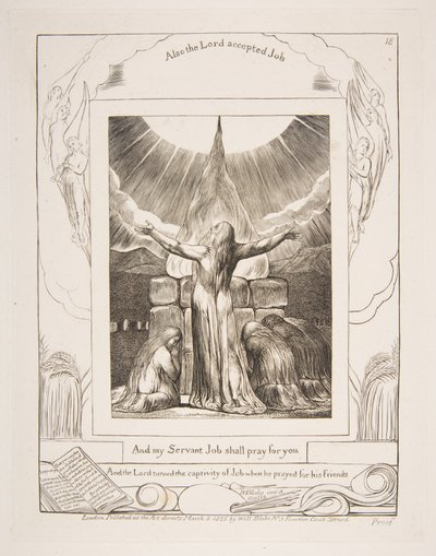 Jobs Sacrifice, az Illusztrációk a Jób könyvéből, 1825-26. alkotó: William Blake