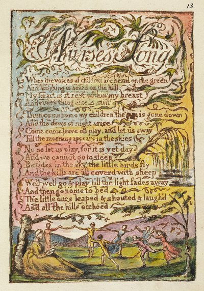 Nővérének dala, illusztráció a „Songs of Inocence and of Experience”-ből, (Bentley Copy L) pl.13 (Bentley 24) 1789-94 (domborműves maratással tollal és WC-vel papíron) alkotó: William Blake