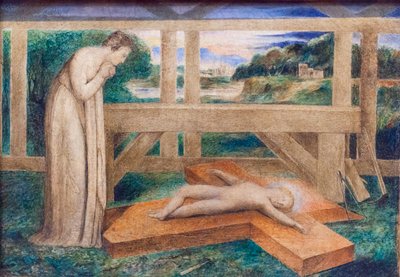 Szűzanya imádja a kereszten alvó kis Jézust, 1799-1800 körül (tempera vásznon) alkotó: William Blake
