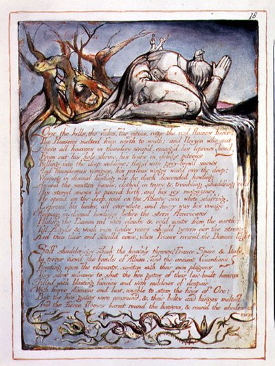 "Over the Hills", 16. lemez az "Amerika, egy prófécia" című filmből alkotó: William Blake