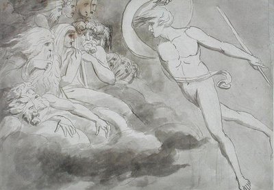 Sátán közeledik a káosz udvarához alkotó: William Blake
