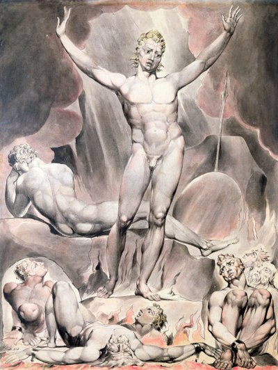 "Sátán felkelti a lázadó angyalokat", 1808 alkotó: William Blake