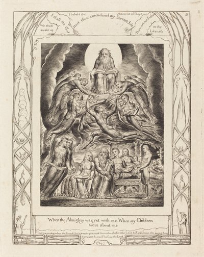 Sátán Isten trónja előtt, 1825. alkotó: William Blake
