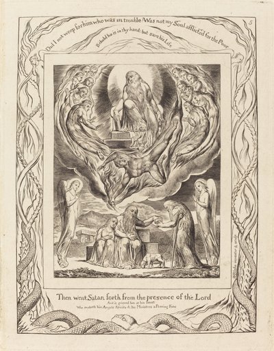 Sátán kivonul az Úr jelenlétéből, 1825. alkotó: William Blake