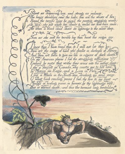 „Csendes, mint a kétségbeesett szerelem...”, 4. lemez az „Amerika: prófécia” című könyvből alkotó: William Blake