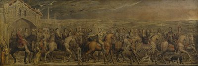 Sir Jeffrey Chaucer (1342-1400 körül) és a kilenc és húsz zarándok a Canterbury-i utazáson (tempera vásznon) alkotó: William Blake