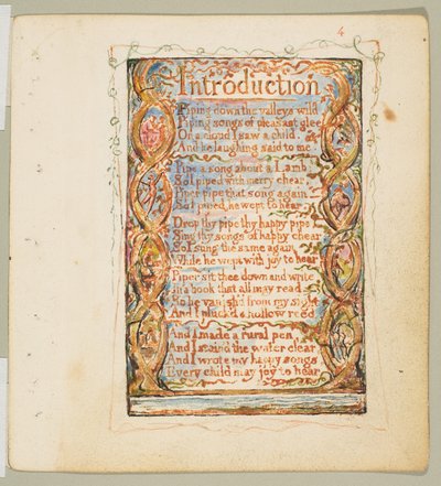Songs of Inocence: Bevezetés, kb. 1825. alkotó: William Blake