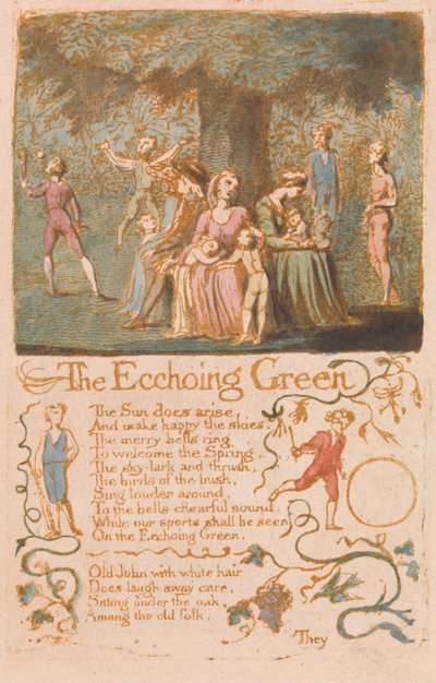 Az ártatlanság dalai, 10. tábla, The Ecchoing Green (Bentley 6) alkotó: William Blake