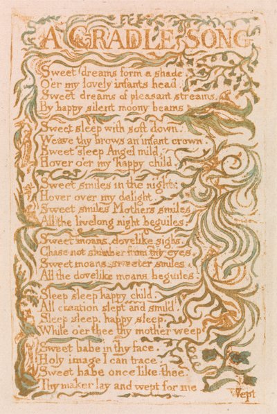 Az ártatlanság dalai, 18. tábla, Egy bölcsődal (Bentley 16.) alkotó: William Blake