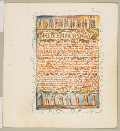 Az ártatlanság és az élmény énekei: Nagycsütörtök, kb. 1815. alkotó: William Blake