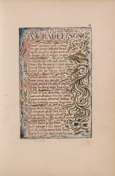 Az ártatlanság és az élmény dalai, 16. tábla, Egy bölcsődal (Bentley 16.) alkotó: William Blake