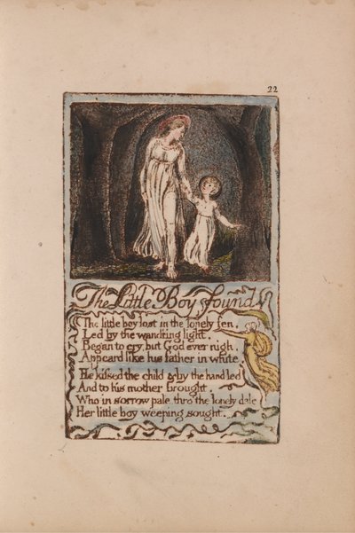 Songs of Inocence and of Experience, 22. tábla, A megtalált kisfiú (Bentley 14.) alkotó: William Blake
