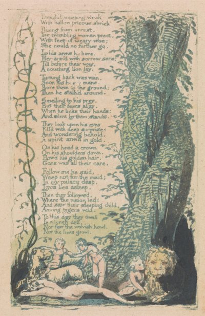 Songs of Inocence and of Experience, 22. tábla, A megtalált kislány (Bentley 36.) alkotó: William Blake