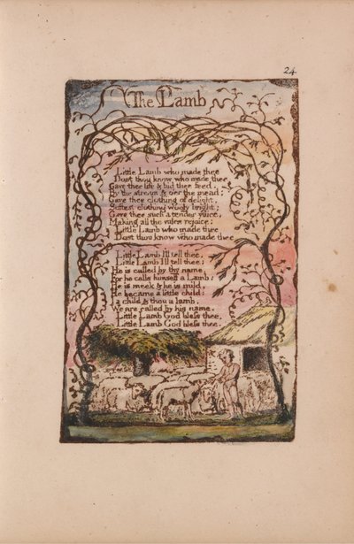 Songs of Inocence and of Experience, 24. tábla, A bárány (Bentley 8) alkotó: William Blake