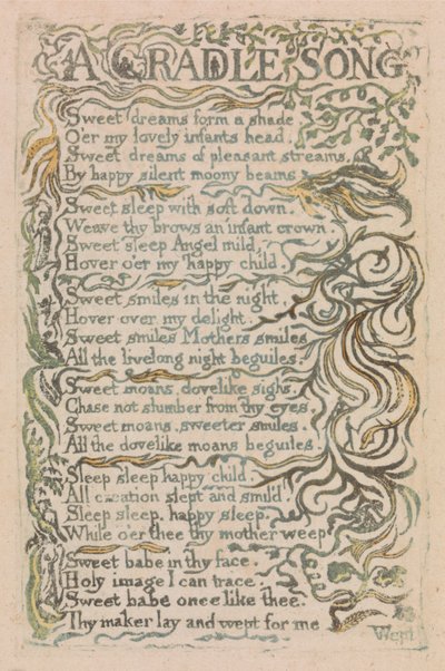 Az ártatlanság és az élmény dalai, 26. tábla, Egy bölcsődal (Bentley 16.) alkotó: William Blake