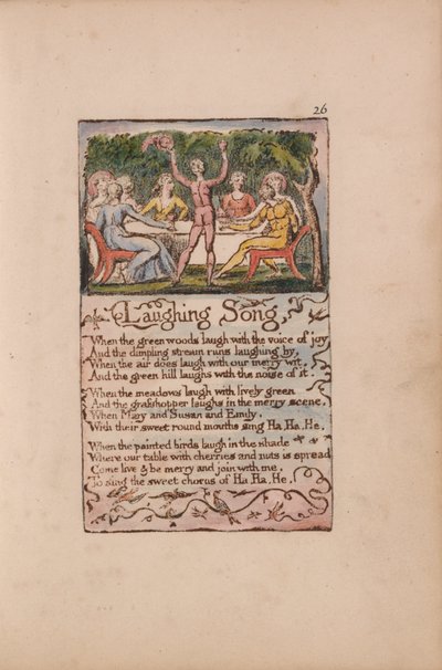 Songs of Inocence and of Experience, 26. tábla, Nevető dal (Bentley 15) alkotó: William Blake