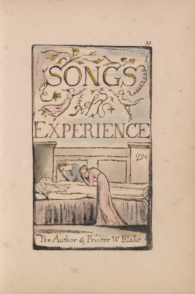 Az ártatlanság és a tapasztalat dalai, 30. tábla, Tapasztalat címlap (Bentley 29) alkotó: William Blake