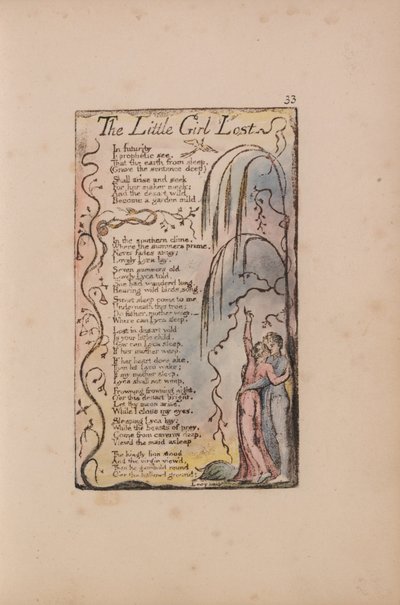 Az ártatlanság és a tapasztalat dalai, 33. lemez, Az elveszett kislány (Bentley 34) alkotó: William Blake