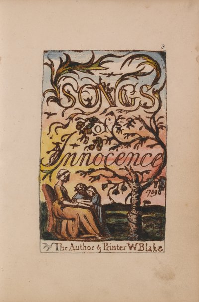 Songs of Inocence and of Experience, 3. tábla, Ártatlanság címlap (Bentley 3) alkotó: William Blake