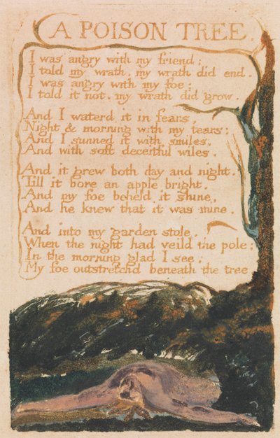 Songs of Inocence and of Experience, 41. tábla, "A Poison Tree" (Bentley 49) alkotó: William Blake