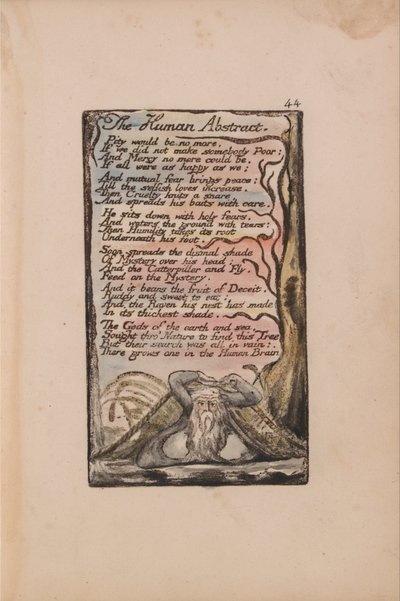 Songs of Inocence and of Experience, 44. tábla, The Human Abstract (Bentley 47) alkotó: William Blake