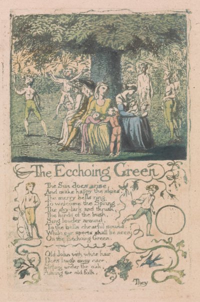 Songs of Inocence and of Experience, 8. tábla, "The Ecchoing Green" (Bentley 6) alkotó: William Blake