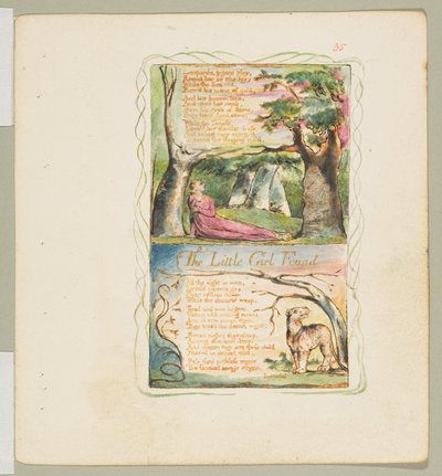 Dalok az ártatlanságról és az élményről: Az elveszett kislány A megtalált kislány, kb. 1825. alkotó: William Blake