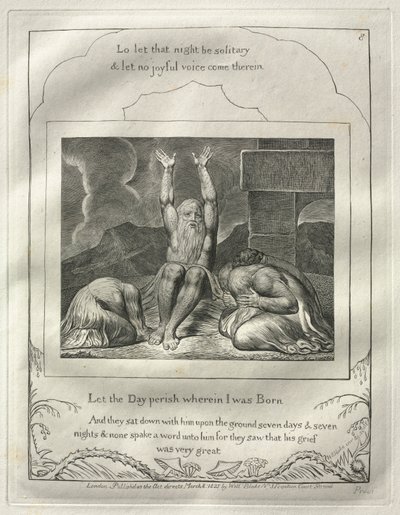 Jób könyve: 8. sz., Vesszen el az a nap, amelyen születtem, 1825. alkotó: William Blake