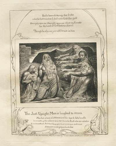 Jób könyve: Pl. 10, Az igazságos embert megvetik, 1825. alkotó: William Blake