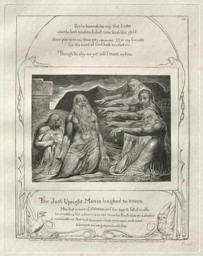 Jób könyve: Pl. 10, Az igazságos embert kinevetik, 1825. alkotó: William Blake