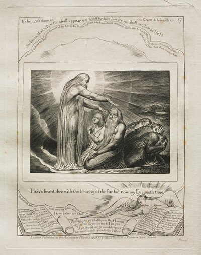 Jób könyve: Pl. 17, Fül hallásával hallottalak, de most a Szemem lát téged alkotó: William Blake