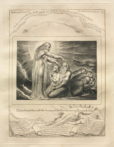 Jób könyve: Pl. 17, Fül hallásával hallottalak, de most a Szemem lát téged alkotó: William Blake