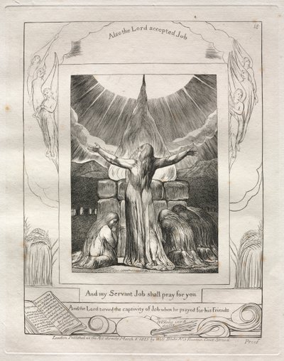 Jób könyve: Pl. 18, És az én szolgám, Jób imádkozik érted alkotó: William Blake