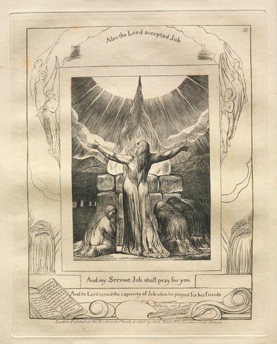 Jób könyve: Pl. 18, És az én szolgám, Jób imádkozik érted alkotó: William Blake