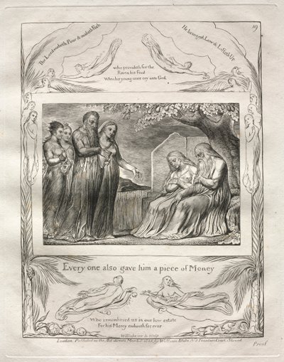 Jób könyve: Pl. 19, Mindenki adott neki egy darab pénzt alkotó: William Blake