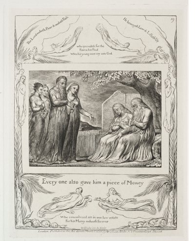 Jób könyve: Pl. 19, Mindenki adott neki egy darab pénzt alkotó: William Blake