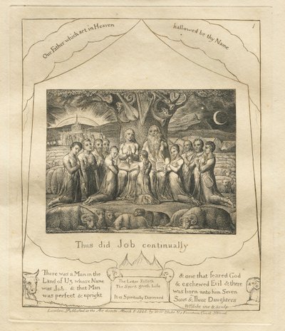 Jób könyve: Pl. 1, Így tett Jób folyamatosan, 1825. alkotó: William Blake