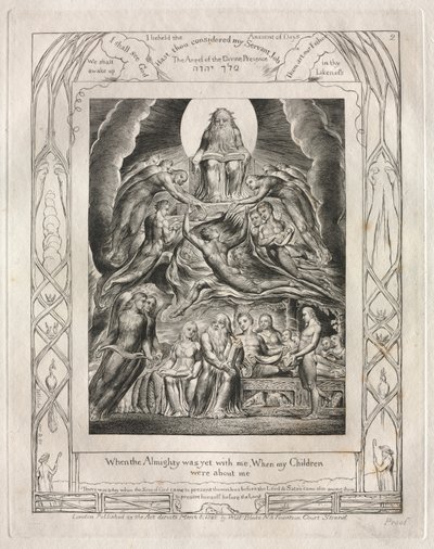 Jób könyve: Pl. 2, Mikor a Mindenható még velem volt, Mikor Gyermekeim / körülöttem jártak alkotó: William Blake