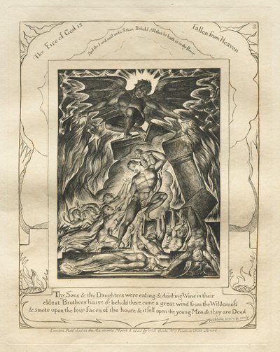 Jób könyve: Pl. 3, Fiaid és lányaid ettek és bort ittak..., 1825. alkotó: William Blake