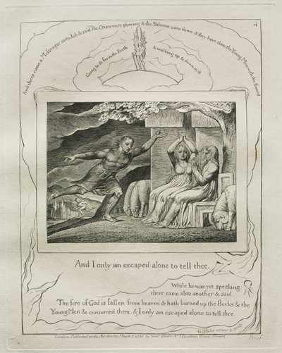Jób könyve: Pl. 4, És csak azért menekültem meg egyedül, hogy elmondjam neked, 1825. alkotó: William Blake