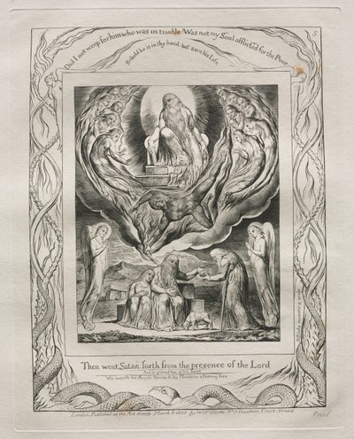 Jób könyve: Pl. 5, Aztán kiment a Sátán az Úr színe elől alkotó: William Blake