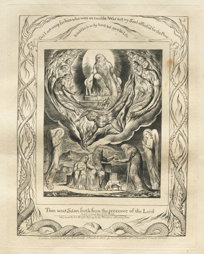 Jób könyve: Pl. 5, Aztán kiment a Sátán az Úr színe elől alkotó: William Blake