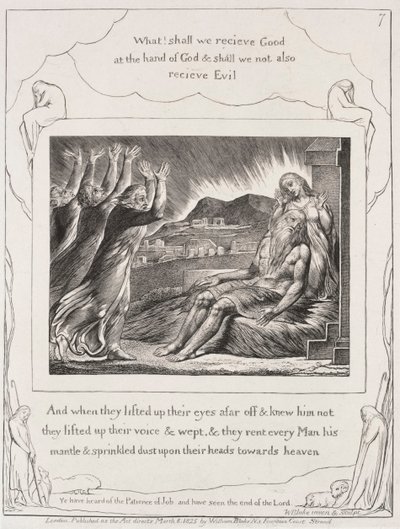 Jób könyve: Pl. 7, És amikor felemelték a szemüket, 1825. alkotó: William Blake