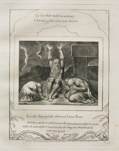 Jób könyve: Pl. 8, Vesszen el az a nap, amelyen születtem, 1825. alkotó: William Blake