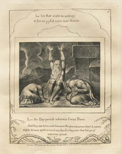 Jób könyve: Pl. 8, Vesszen el az a nap, amelyen születtem, 1825. alkotó: William Blake