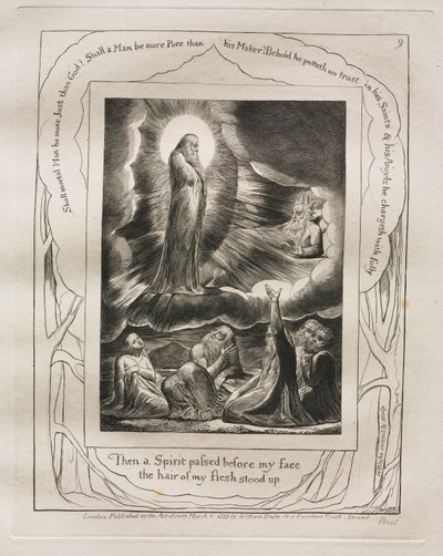 Jób könyve: Pl. 9, Ekkor Lélek vonult el arcom előtt / testem szőrzete felállt alkotó: William Blake