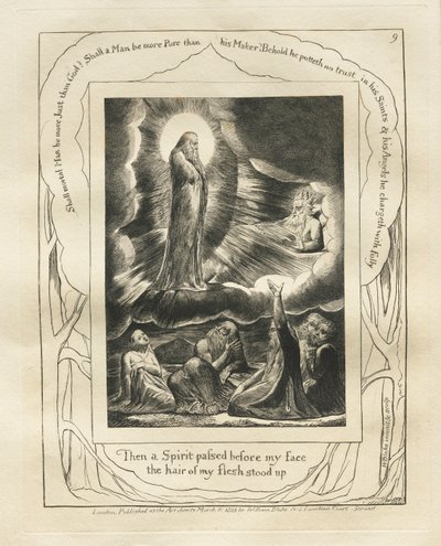 Jób könyve: Pl. 9, Aztán egy Szellem haladt el az arcom előtt, testem szőrszála felállt, 1825. alkotó: William Blake